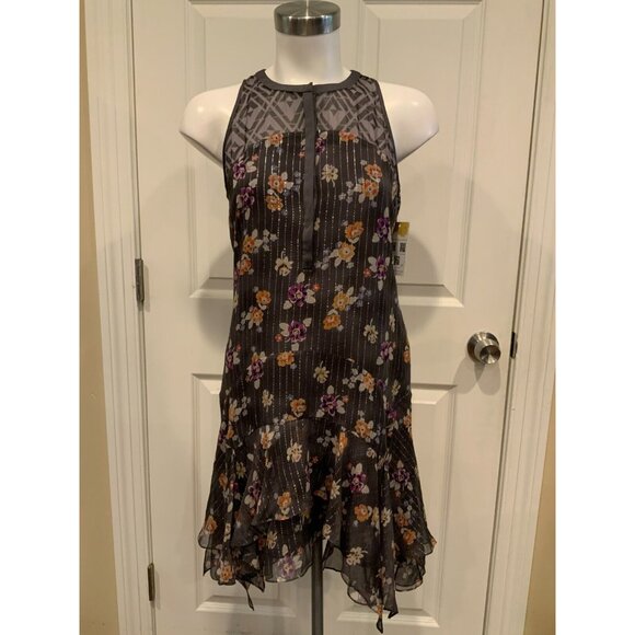 Rebecca Taylor Gray & Multicolor Floral & Geometric Patterned Dress, Size 0 (US) - Picture 1 of 9